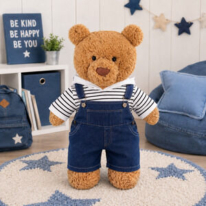 Large Bartholomew Bear & 16" Plush Clothes Outfit - Striped Suspender Set